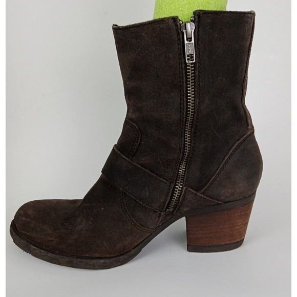 Born Galene Rustic Brown Leather Suede Distressed Moto Boots Womens Size 8.5 - Picture 5 of 9